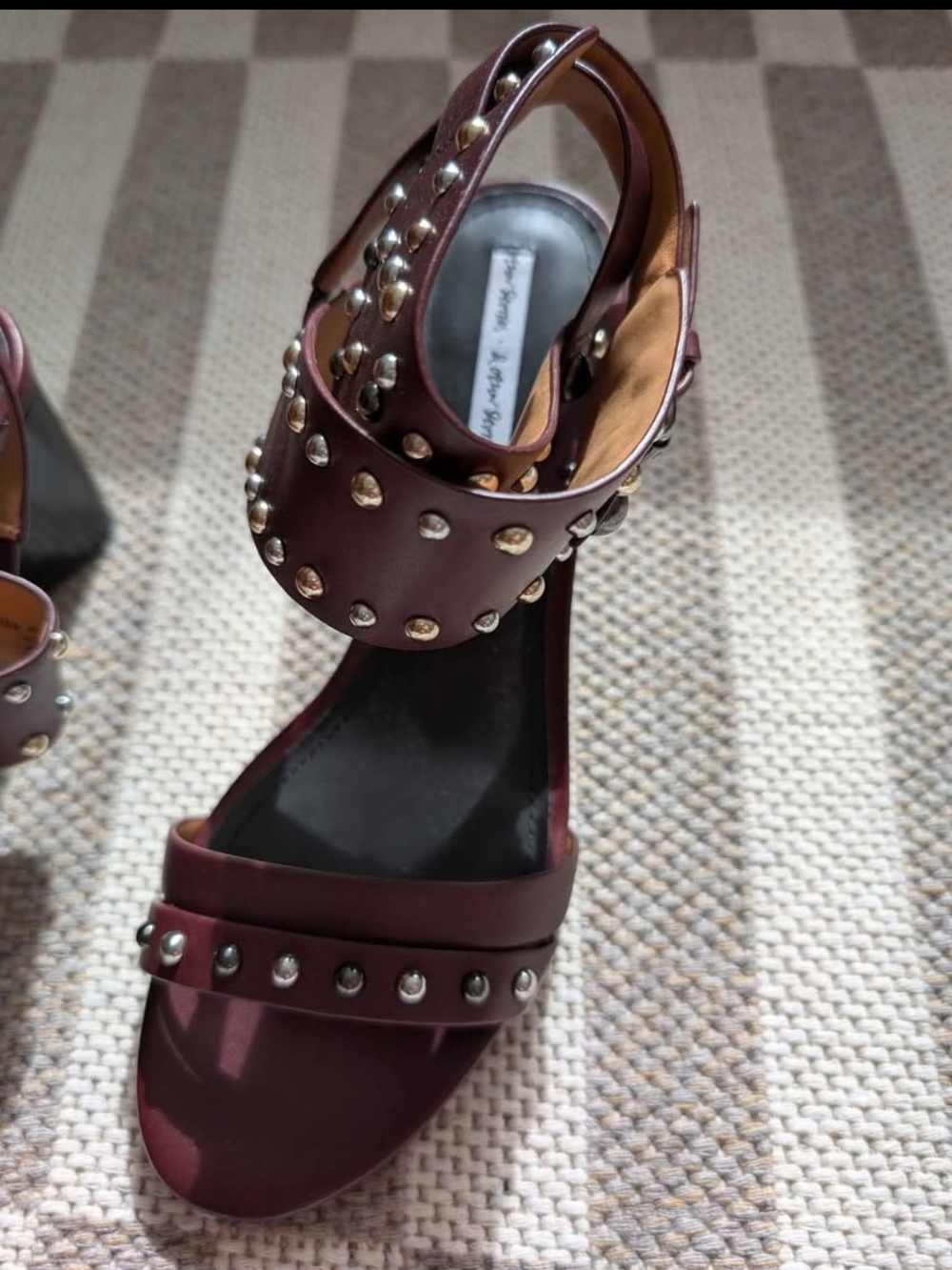 & Other Stories Burgundy Studded Leather Sandals
